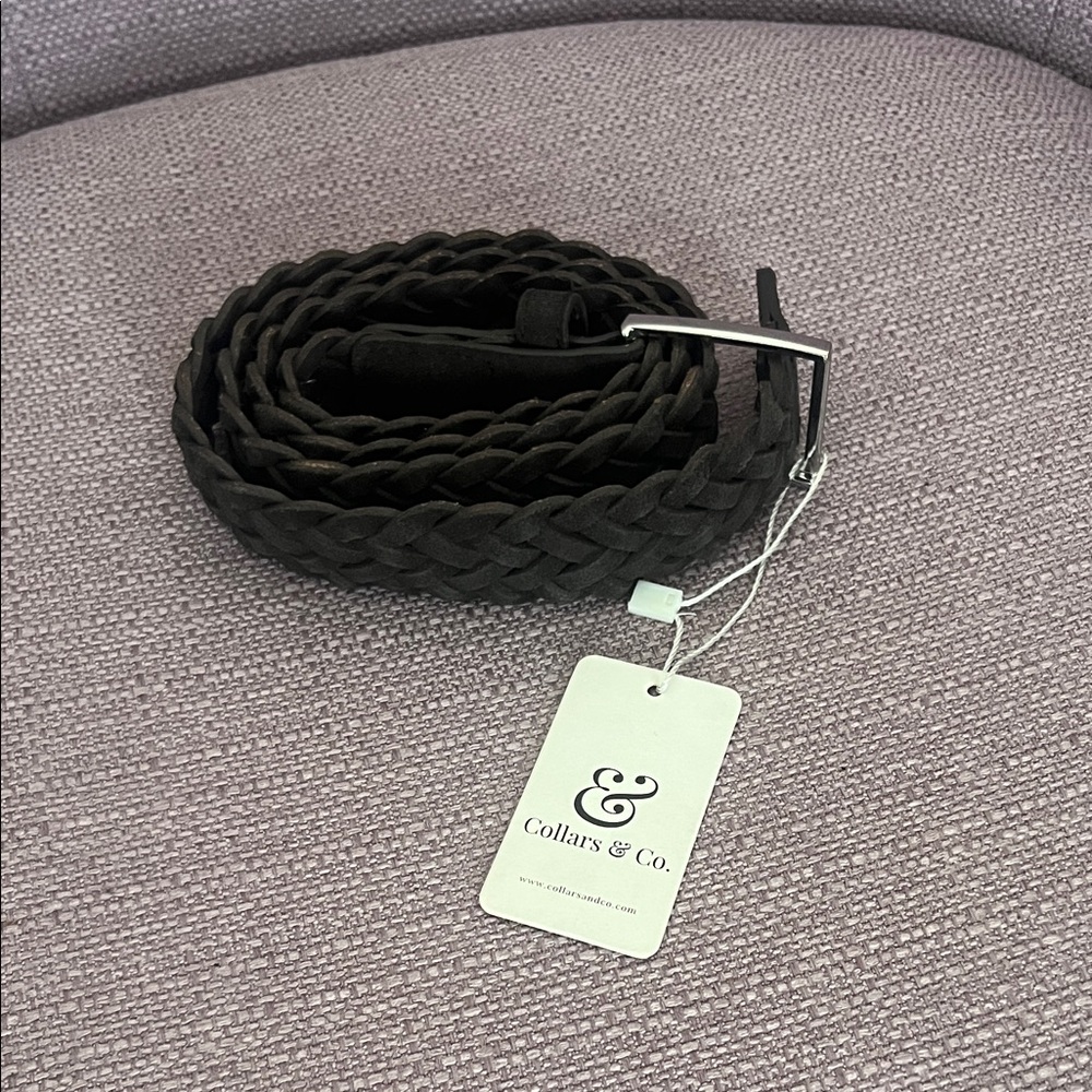 Collar & Co. dark brown Woven Leather Belt
